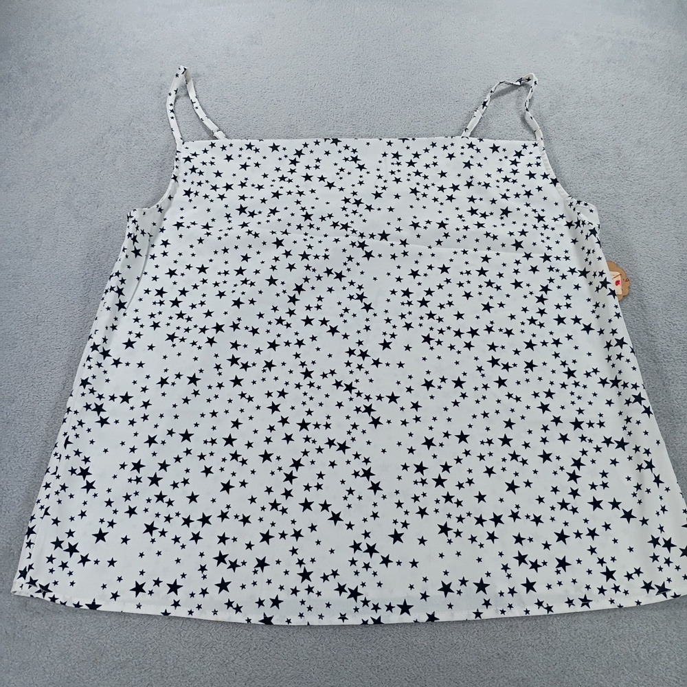Purple Sun Boutique Women Star Print Tank Top White XL Spaghetti Strap